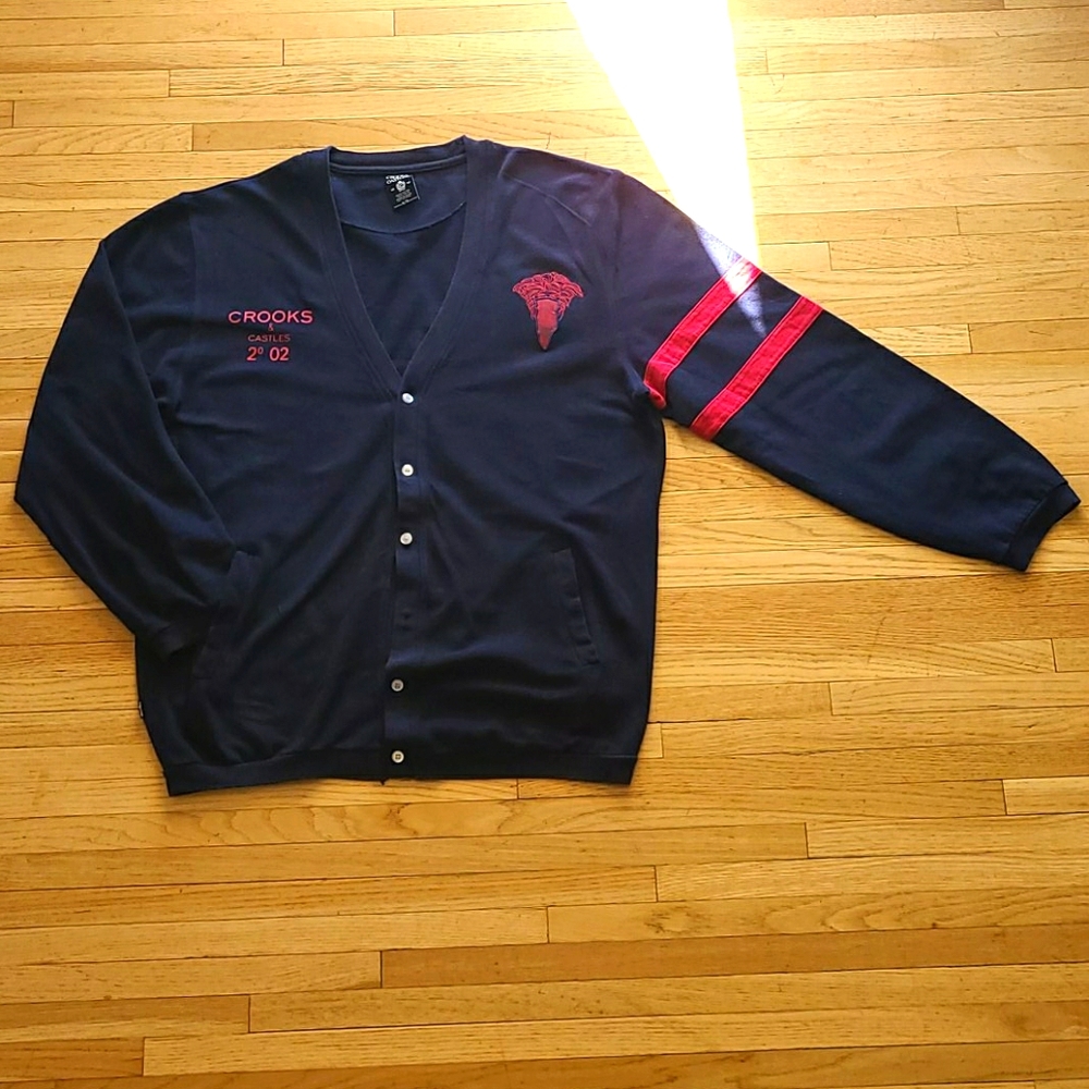 Crooks and Castles 2002 navy cardigan